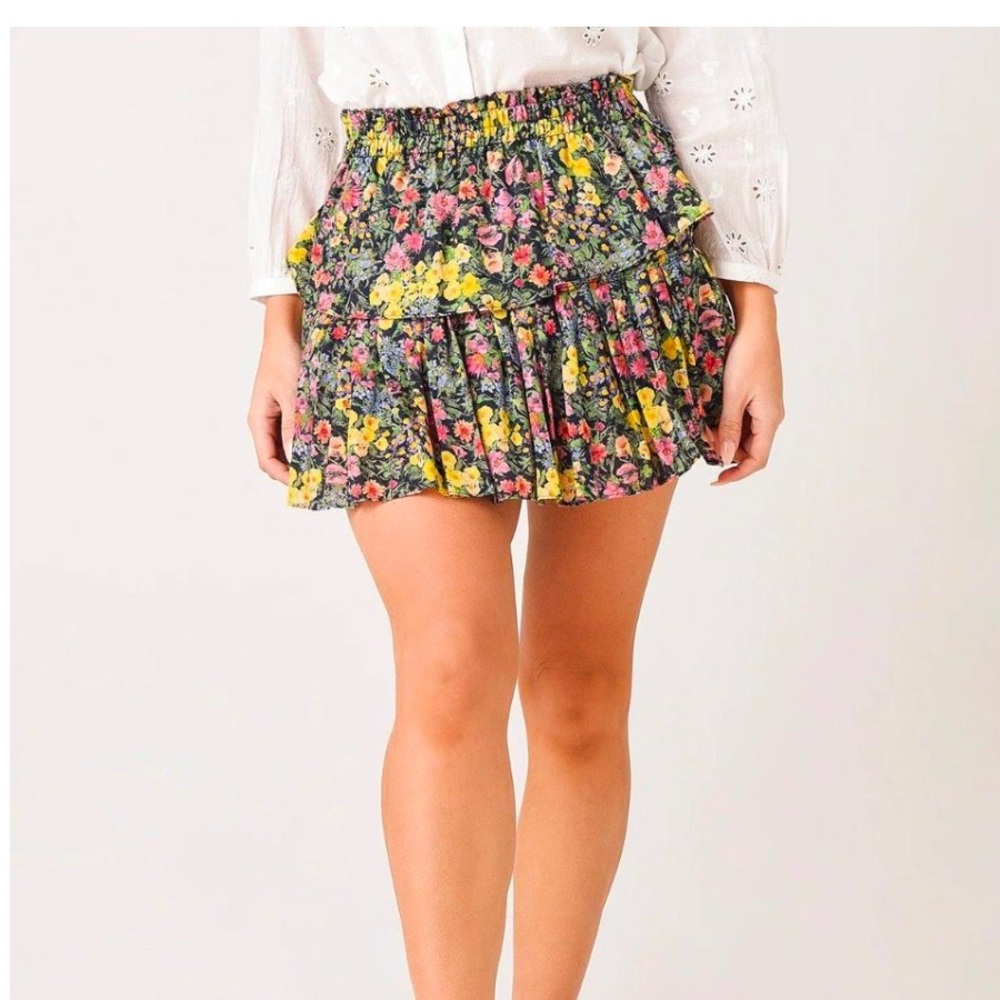 Love Shack Fancy Floral Ruffle Mini Skirt